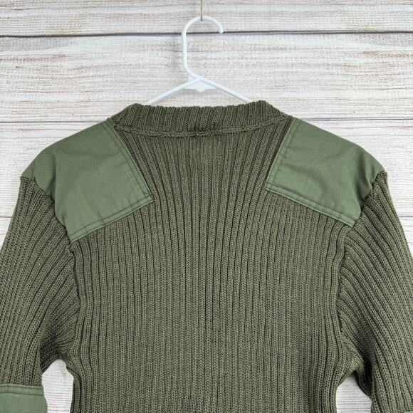 Vintage SEBO Knitwear Army Wool Commando Military Sweater Mens 40 Green Rib Knit - Picture 4 of 12